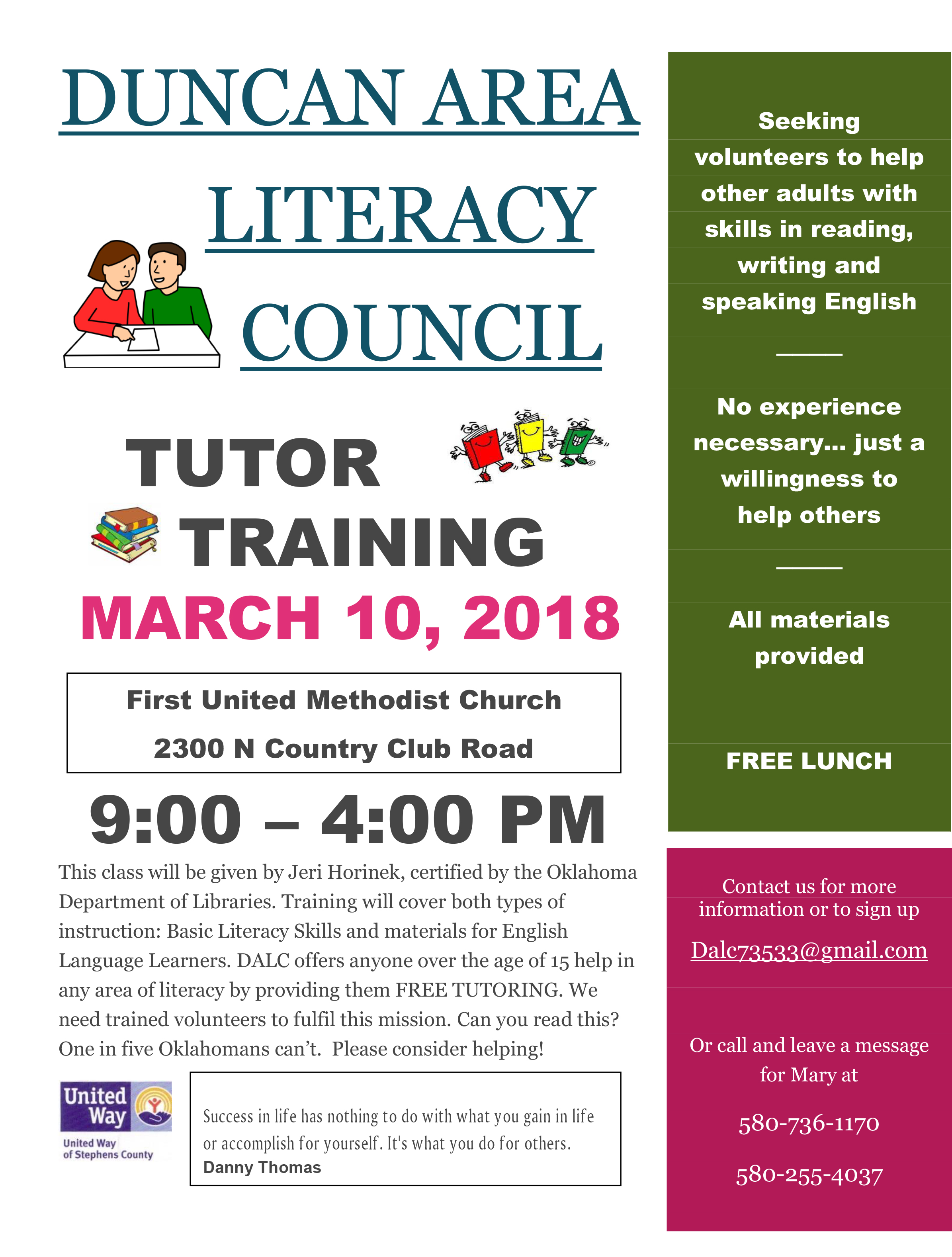 Tutor Training Flyer 2018